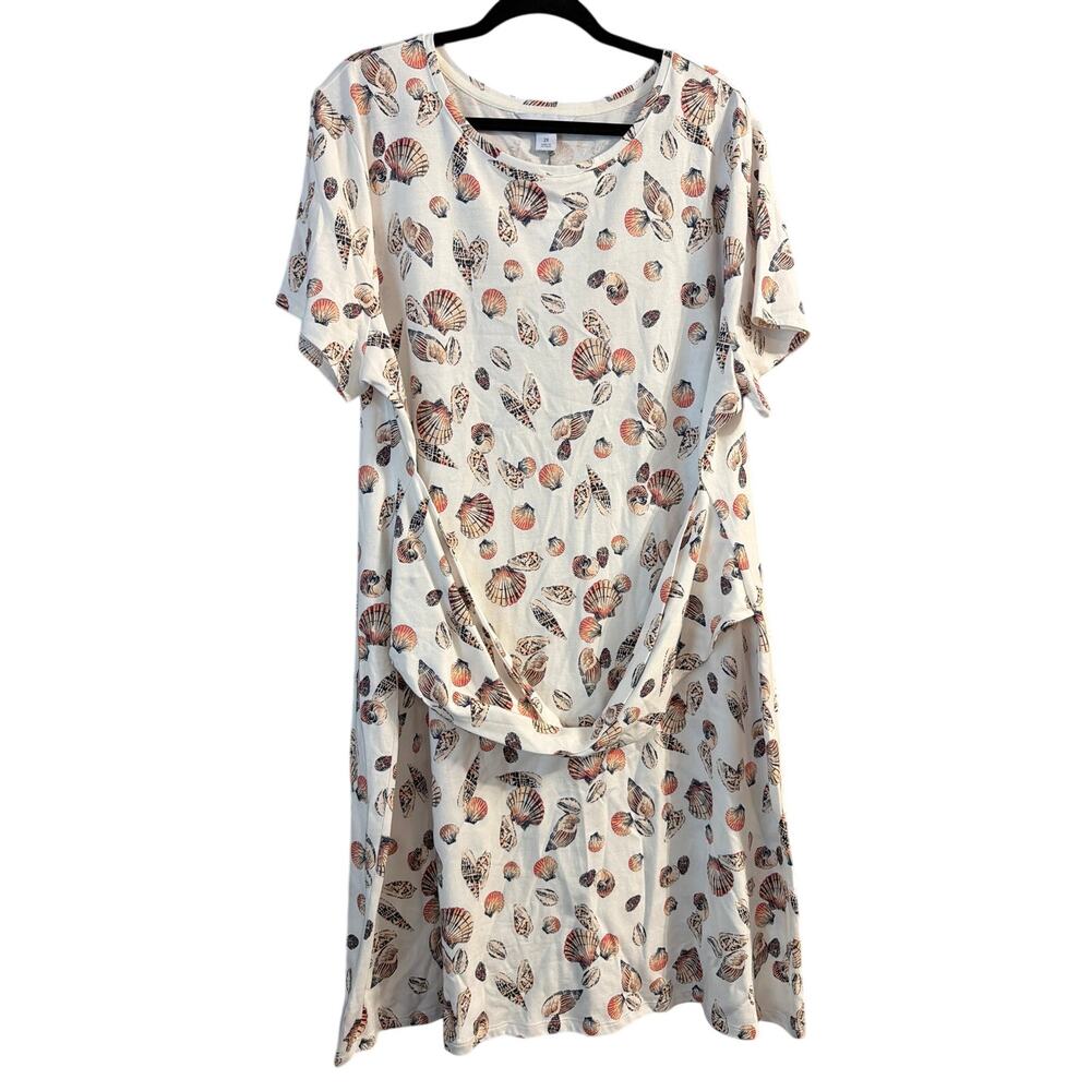 Liz Claiborne Women's Plus Size White Short Sleeve Seashell Dress Size 2X New